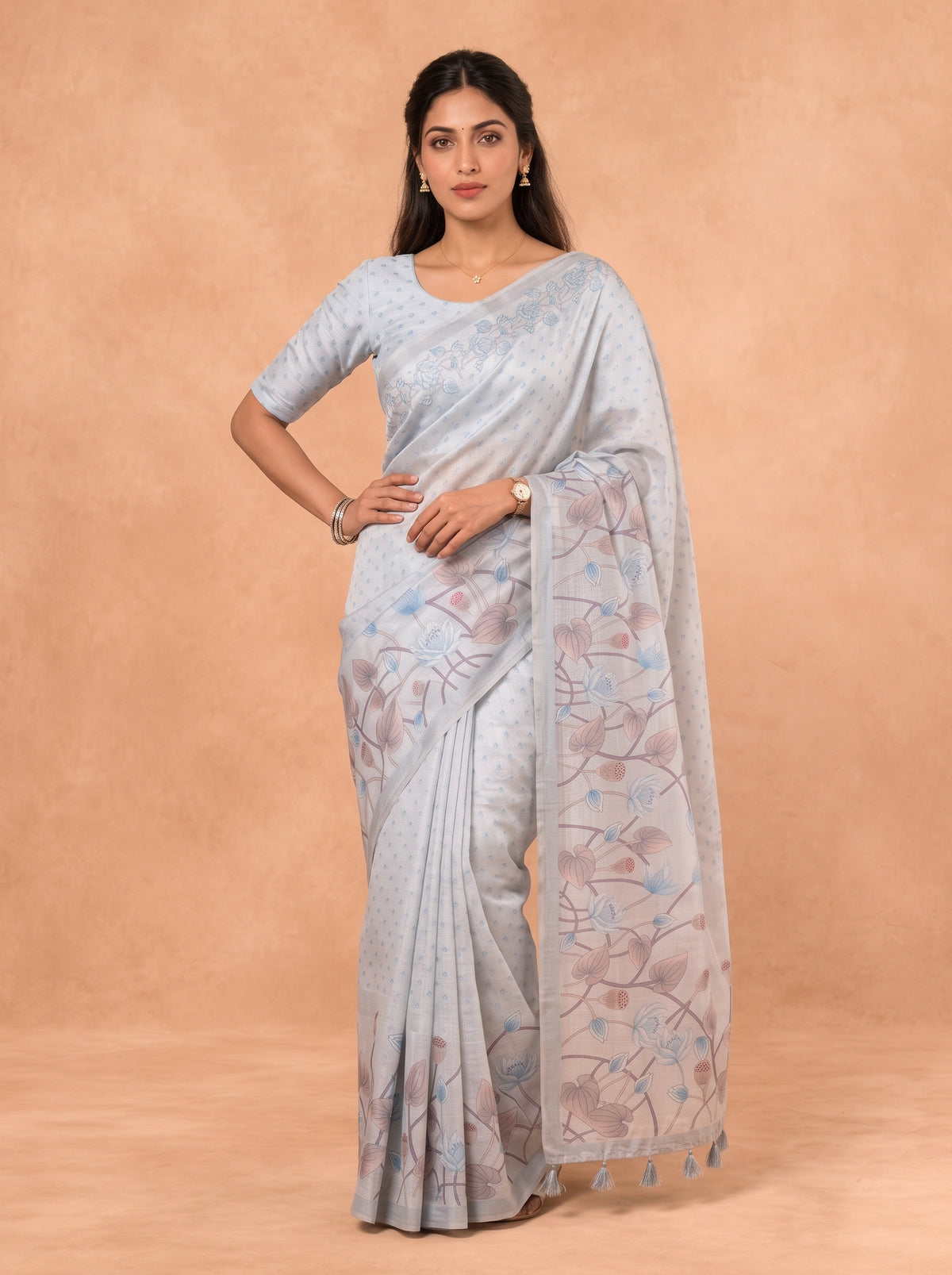 Women Cotton Olive Printed Saree PCS307