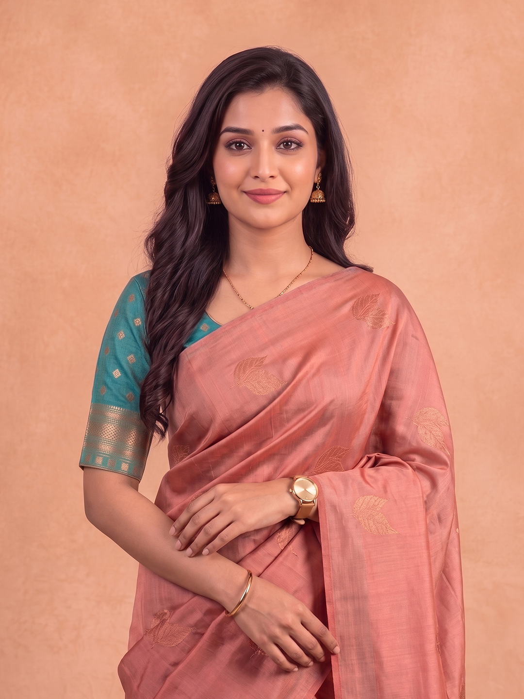 Women Soft Silk Orange with Green Saree SS532
