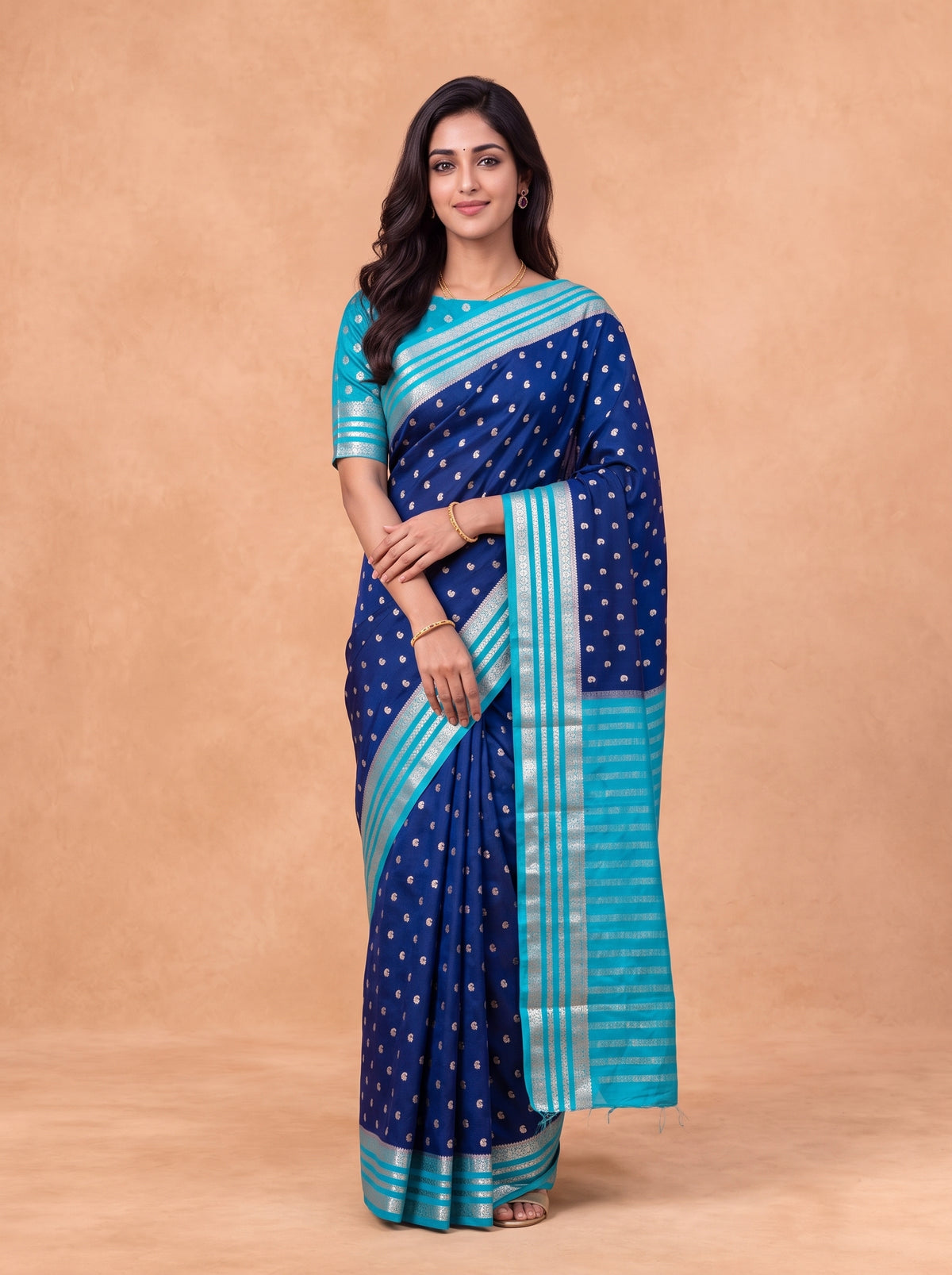 Women Soft Silk Navy Saree SS506