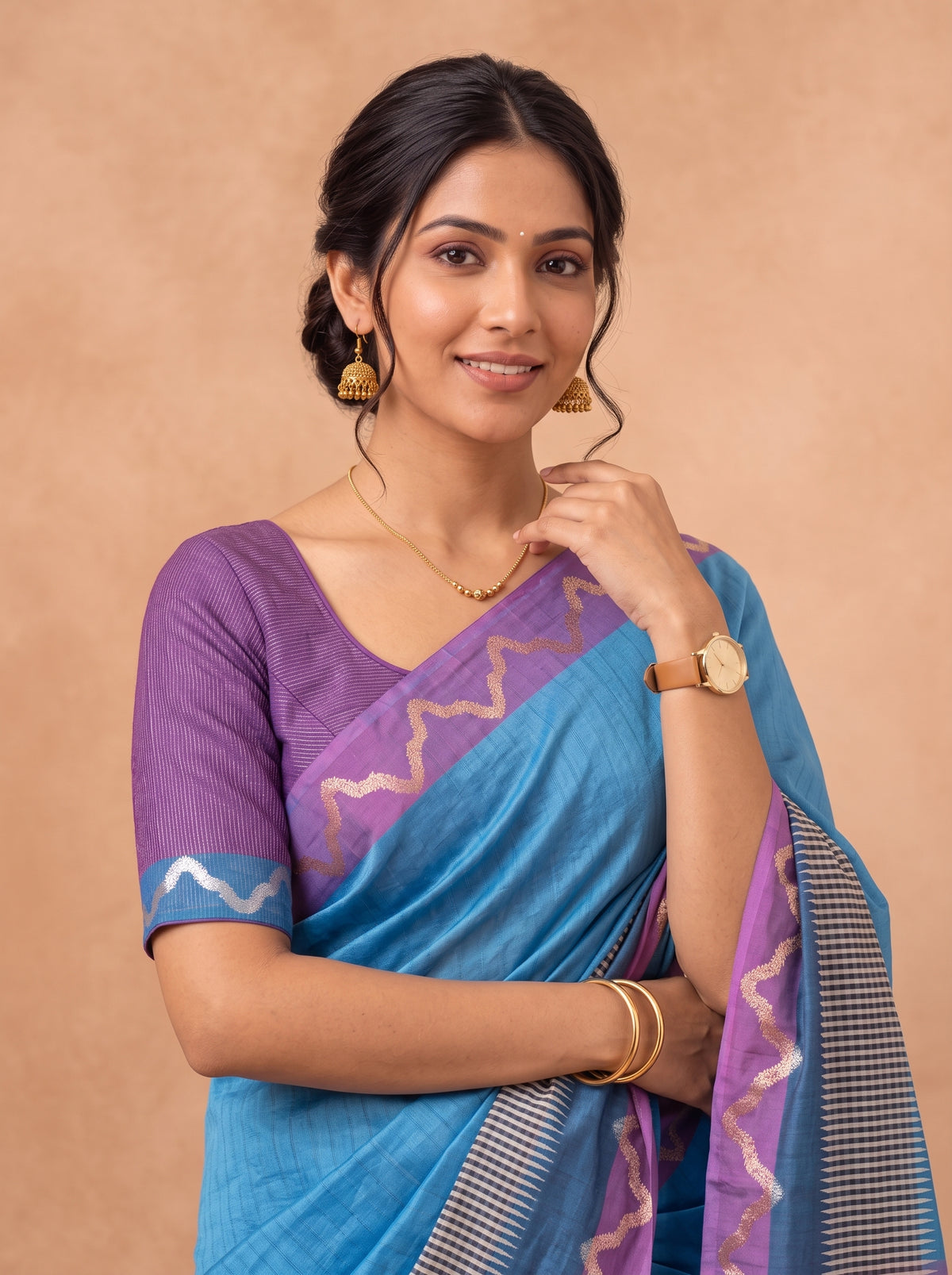 Women Semi Tussar Dark Teal Saree ST368