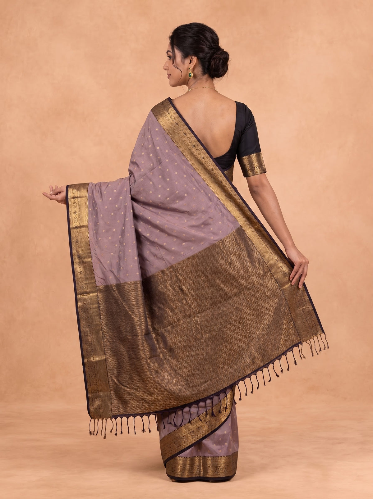 Women Soft Silk Brown with Black Saree SS435