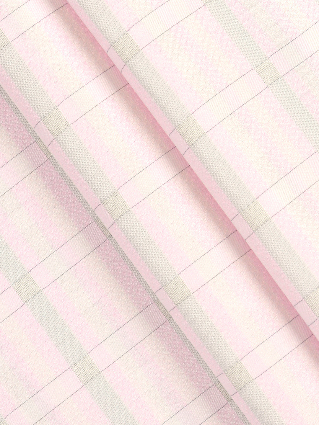 Cotton Rich Pink with Grey Checked Shirt Fabric High Style