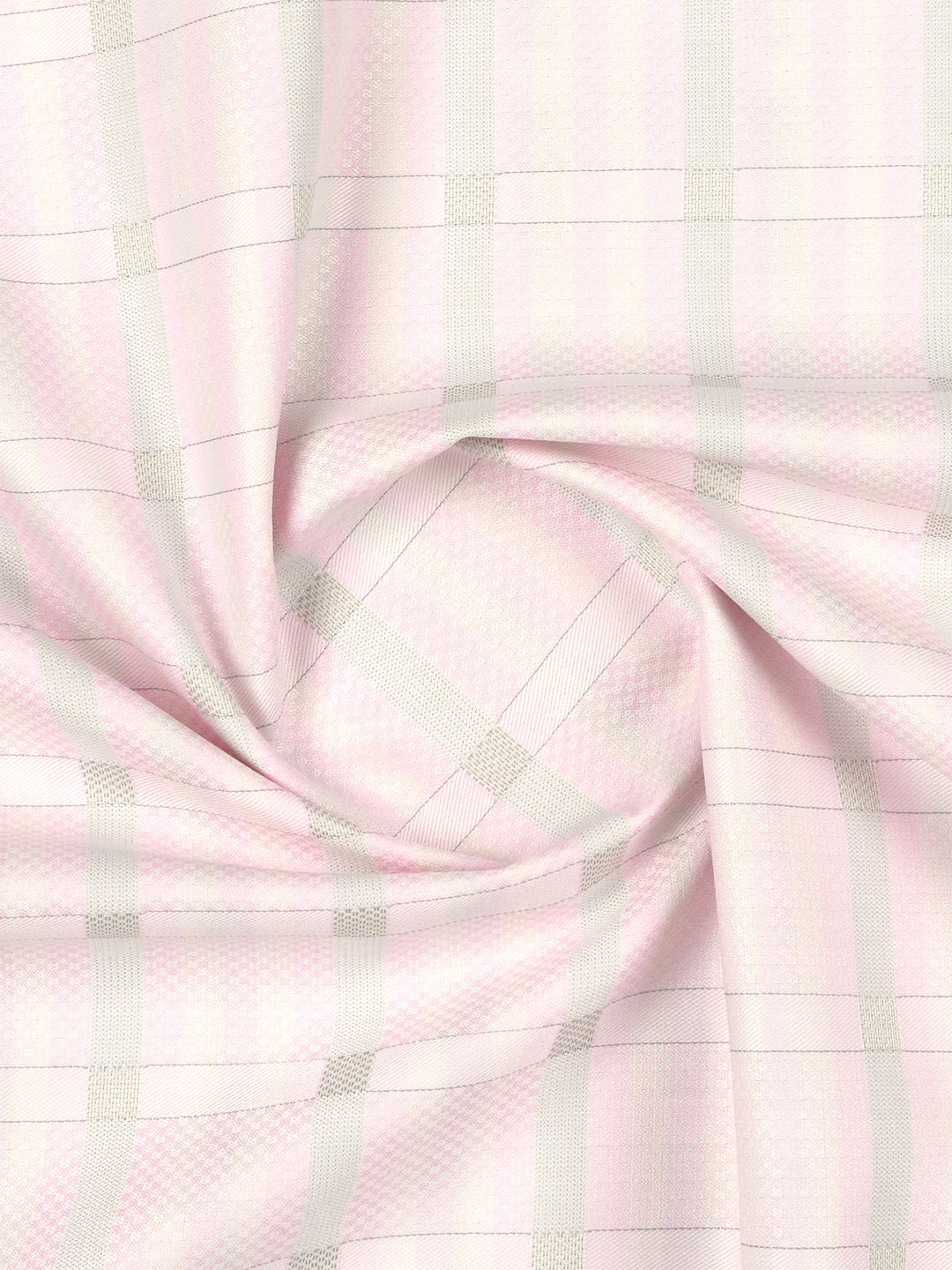 Cotton Rich Pink with Grey Checked Shirt Fabric High Style