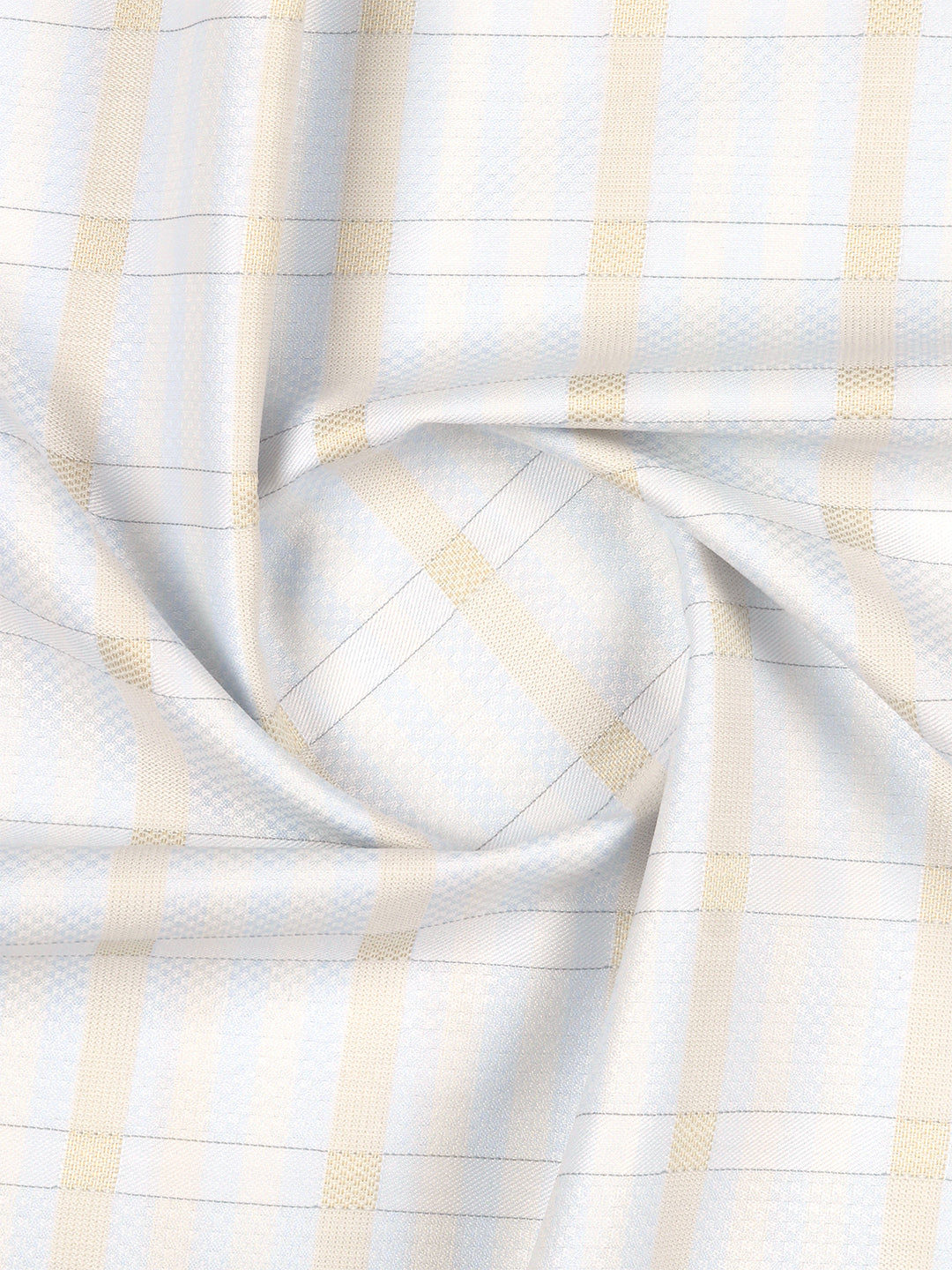 Cotton Rich Light Blue Checked Shirt Fabric High Style