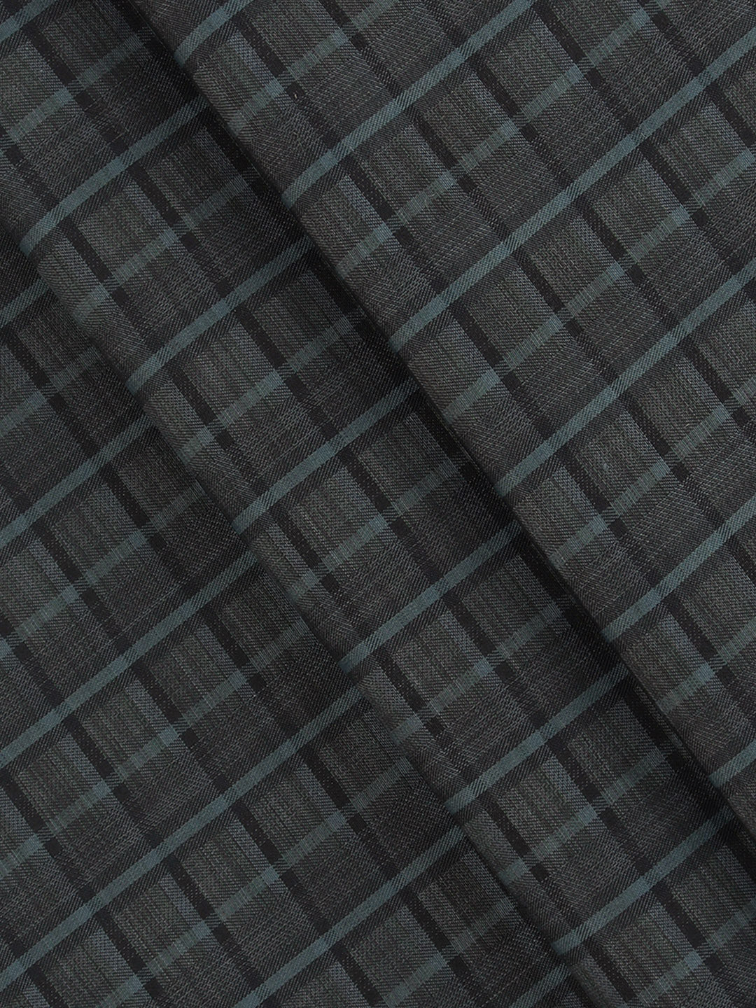 Men Cotton Rich Self Design Shirt Fabric Dark Mint Green HI-Tech