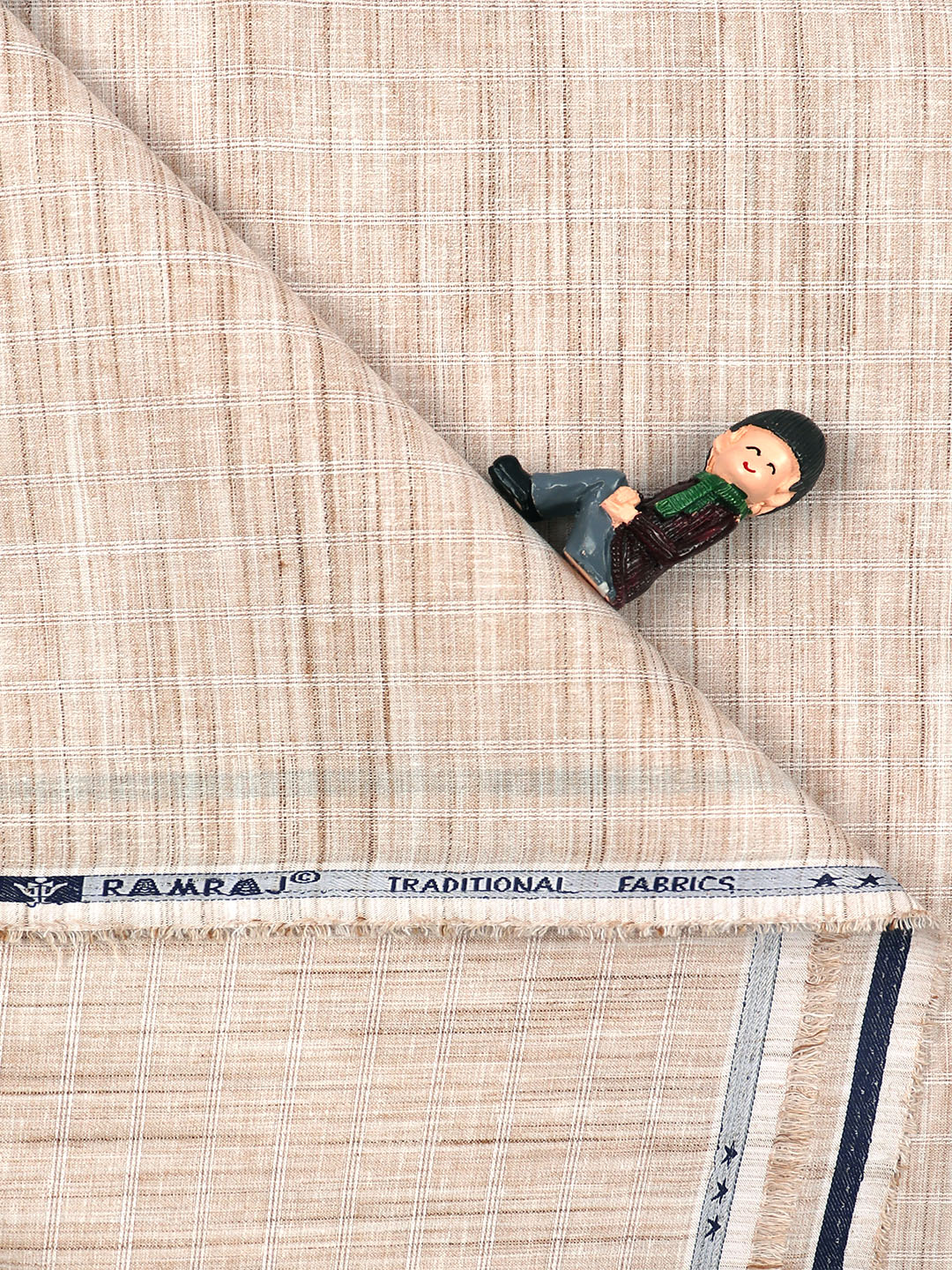 Cotton Colour Stripe Shirt Fabric Brown & Sandal High Style-Double side view