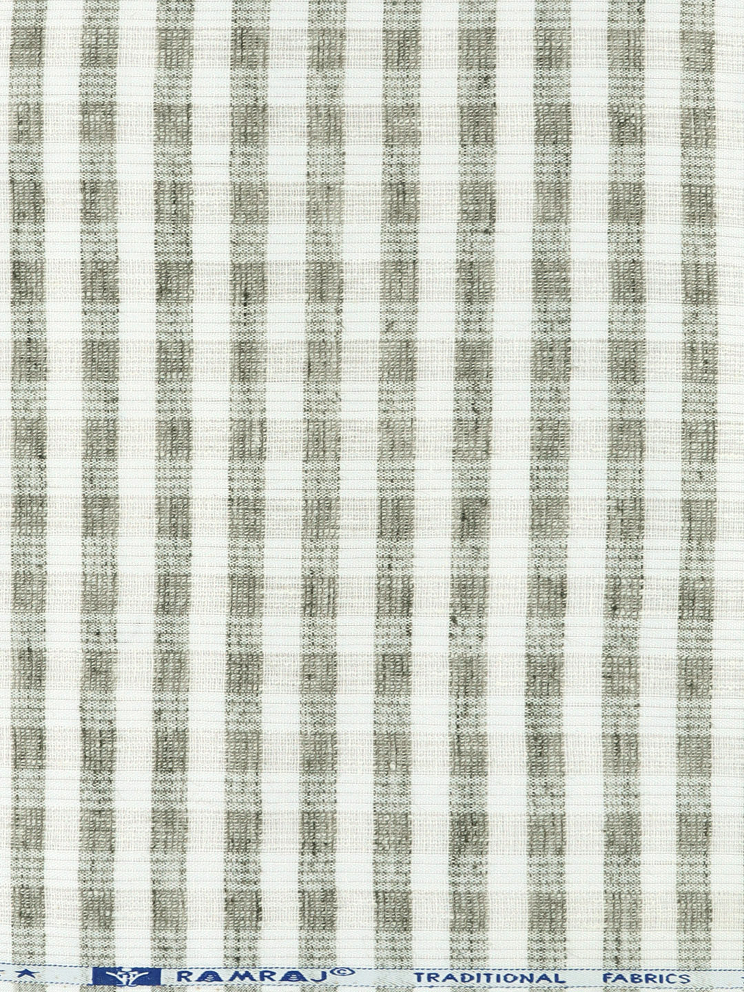 Cotton Rich White with Green Checked Shirt Fabric Galaxy Art