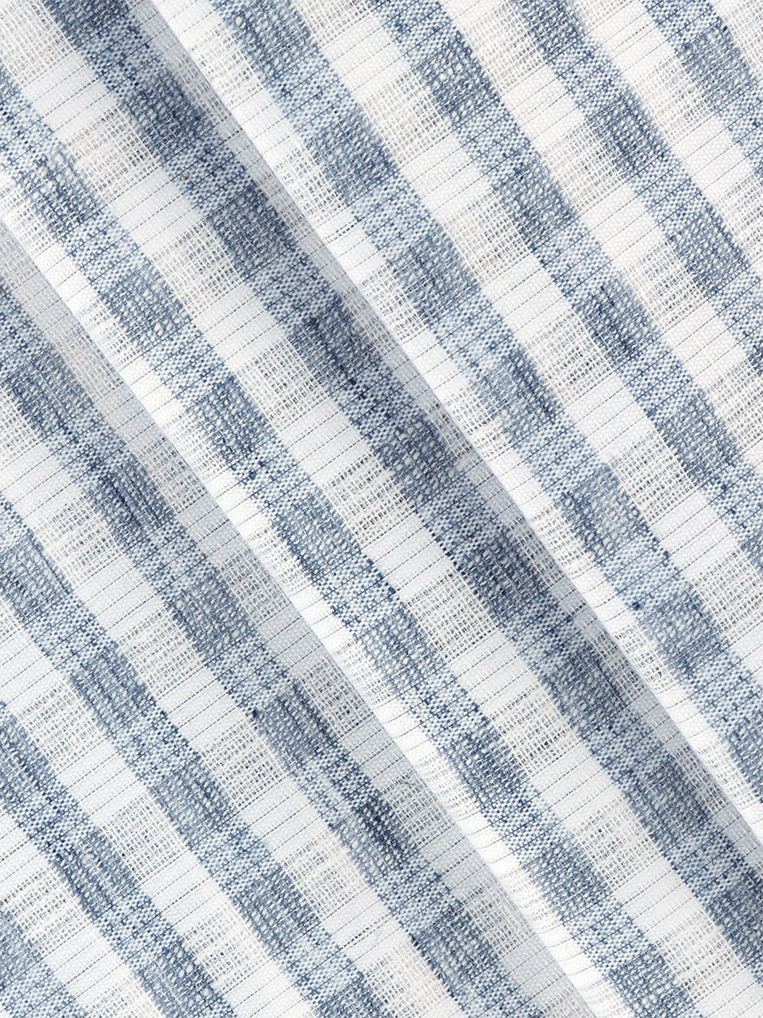 Cotton Rich White with Blue Checked Shirt Fabric Galaxy Art