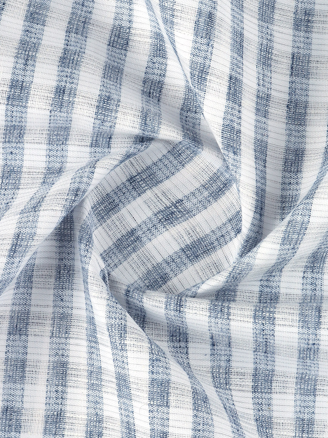Cotton Rich White with Blue Checked Shirt Fabric Galaxy Art