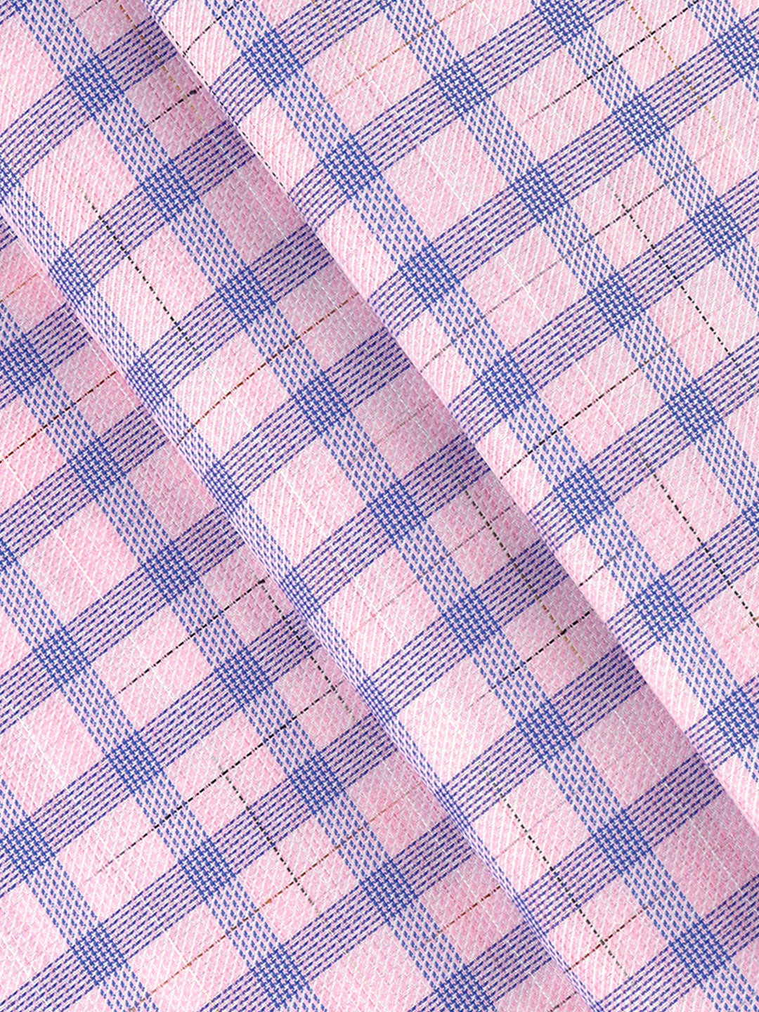Cotton Blend Self Design Fabric Pink with Blue High Style