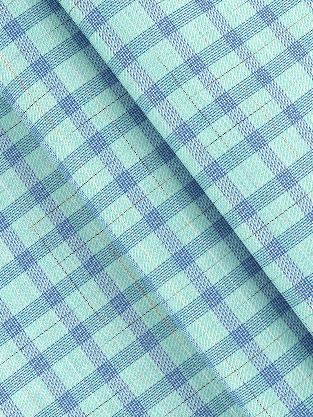 Cotton Blend Self Design Fabric Green with Blue High Style
