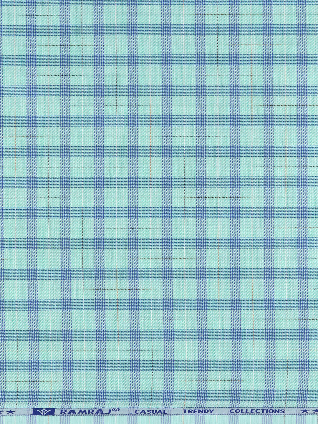 Cotton Blend Self Design Fabric Green with Blue High Style