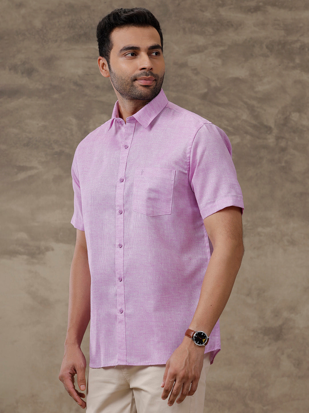 Men Cotton Blend Shirt Lavender T3 CV18