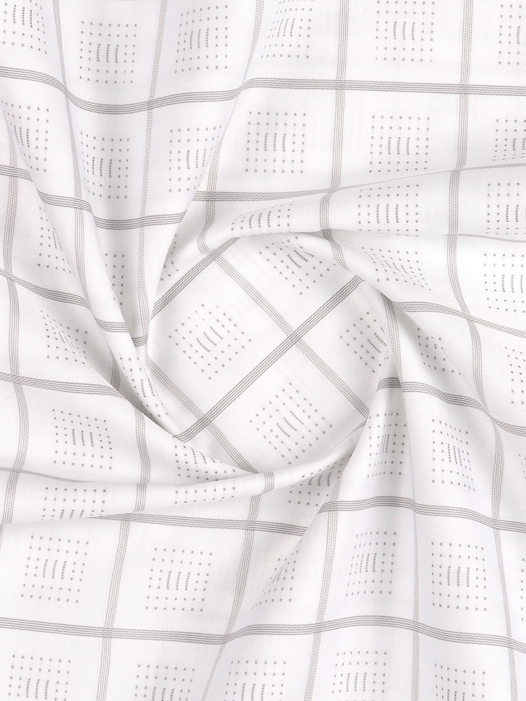 Men 100% Giza Cotton Checked White Shirt Fabric Giza Crown