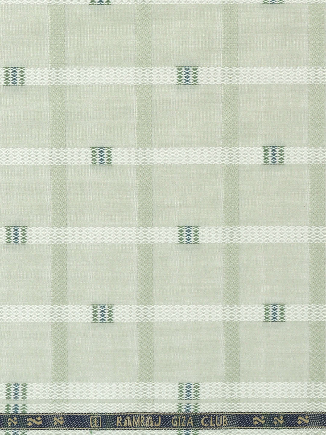 Men 100% Giza Cotton Checked Green Shirt Fabric Giza Crown