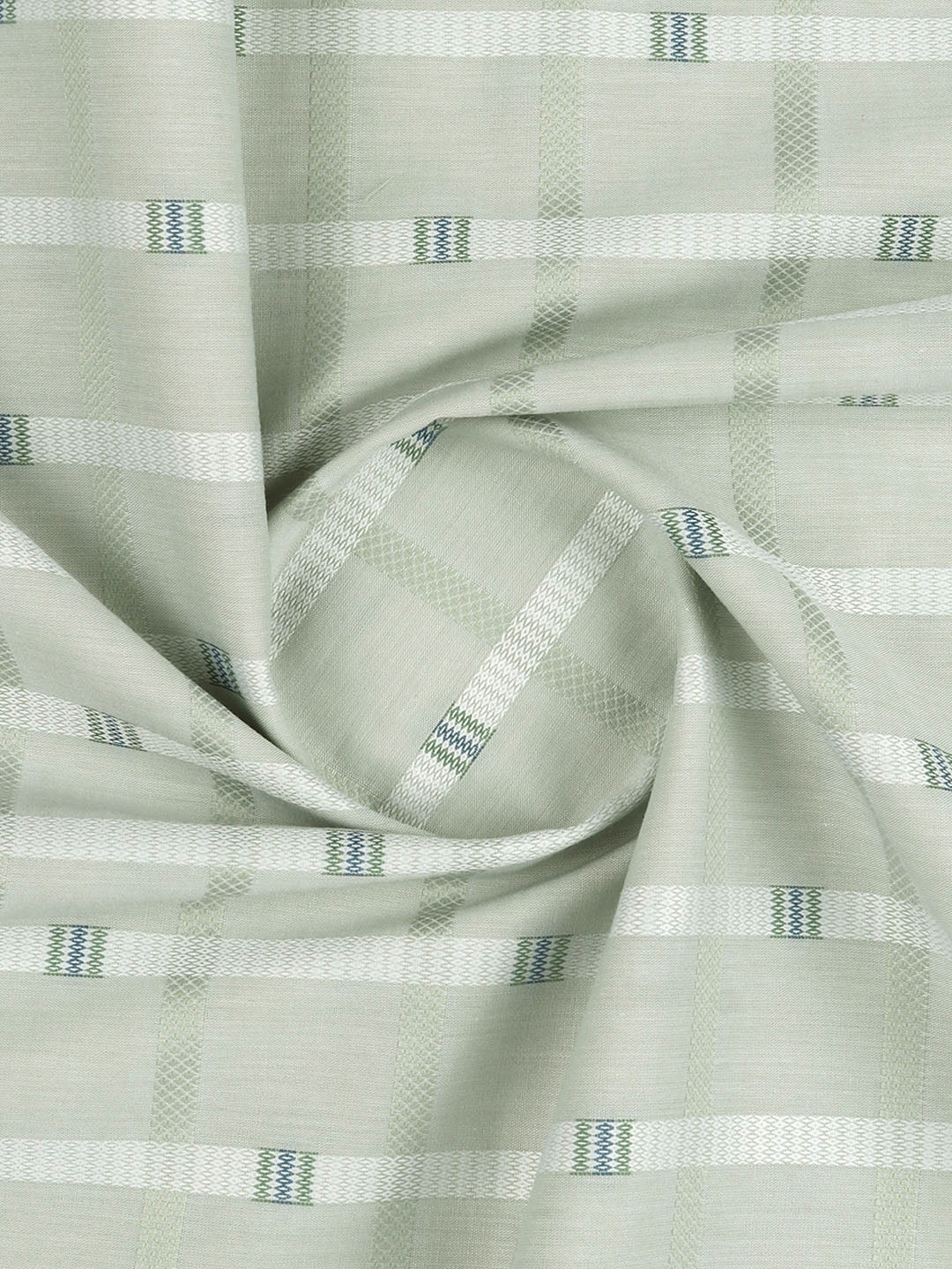 Men 100% Giza Cotton Checked Green Shirt Fabric Giza Crown