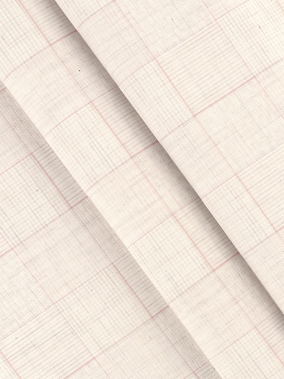 100% Giza Cotton Cream Checked Shirt Fabric Grand Unique