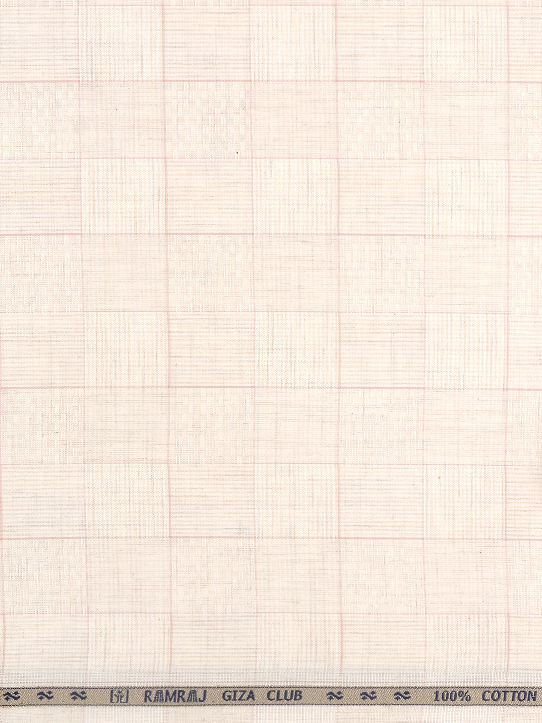100% Giza Cotton Cream Checked Shirt Fabric Grand Unique