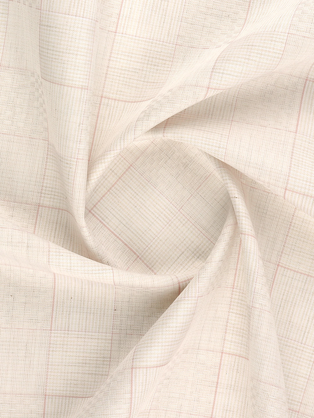100% Giza Cotton Cream Checked Shirt Fabric Grand Unique