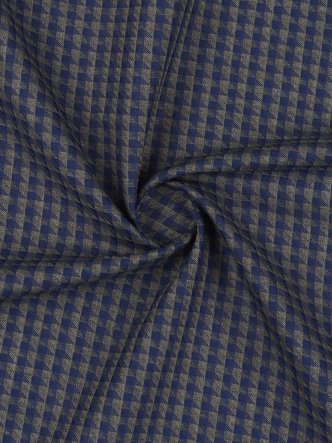 100% Giza Cotton Blue with Green Checked Shirt Fabric Grand Unique