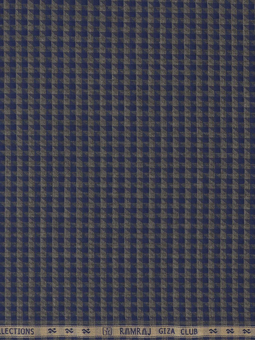 100% Giza Cotton Blue with Green Checked Shirt Fabric Grand Unique