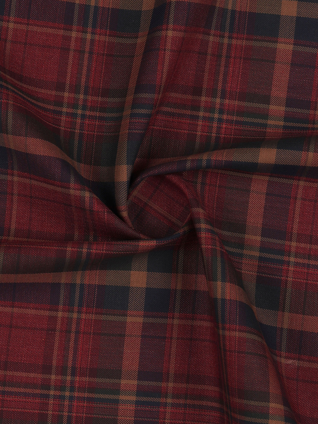 100% Giza Cotton Maroon Checked Shirt Fabric Grand Unique