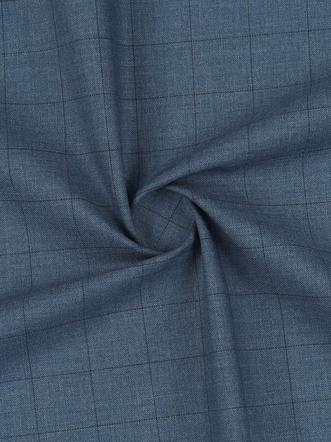 100% Giza Cotton Dark Blue Checked Shirt Fabric Grand Unique