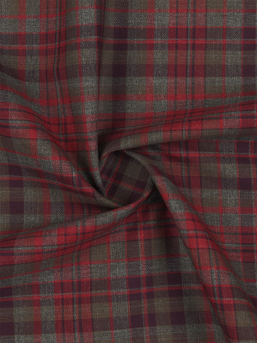 Men's 100% Giza Cotton Maroon with Green Checked Shirt Fabric Grand Unique
