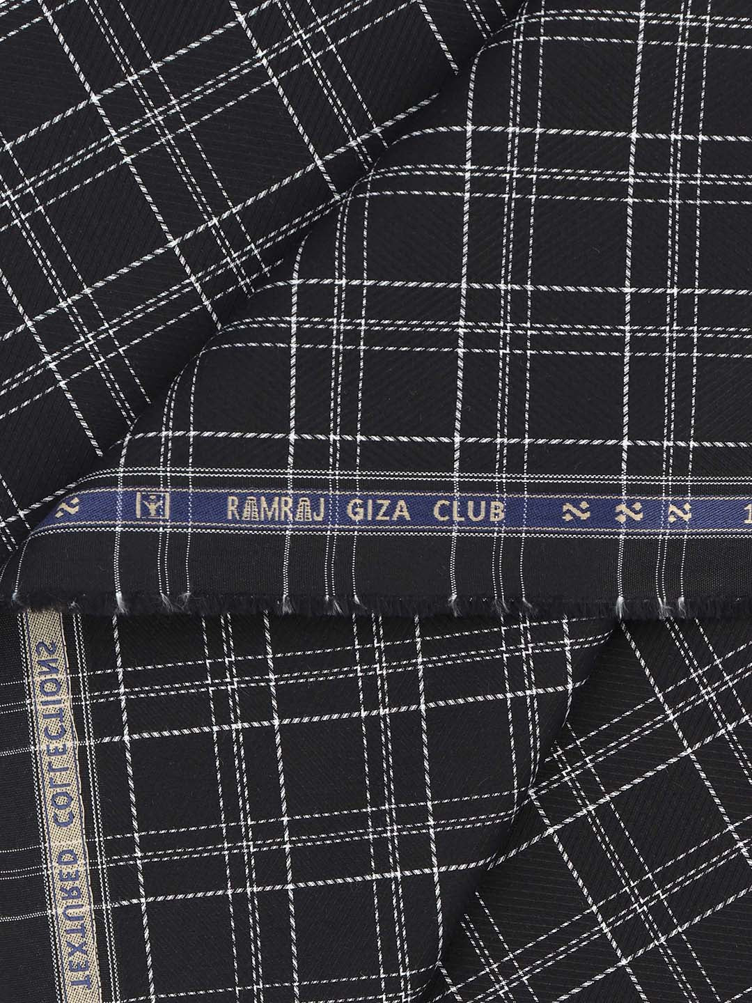100% Giza Cotton Self Design Black Shirt Fabric Casino Grand