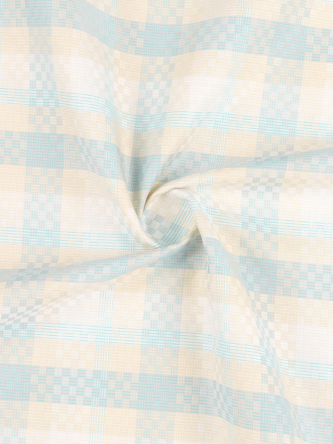 100% Giza Cotton Self Design Yellow with Blue Shirt Fabric Casino Grand