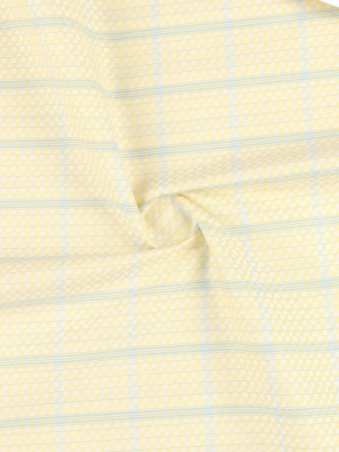 100% Giza Cotton Self Design Lemon Yellow Shirt Fabric Casino Grand