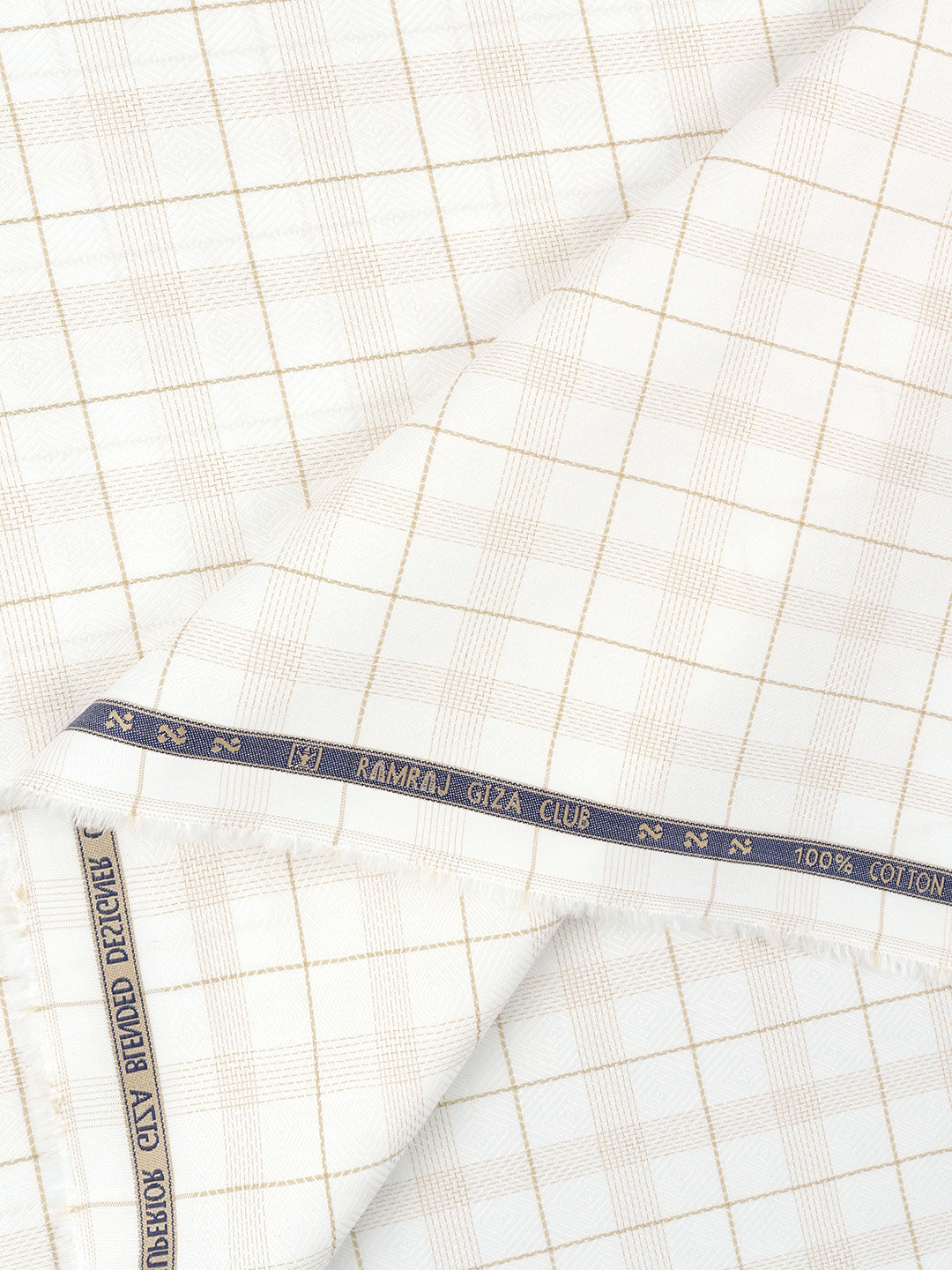 100% Giza Cotton Self Design White Shirt Fabric Casino Grand