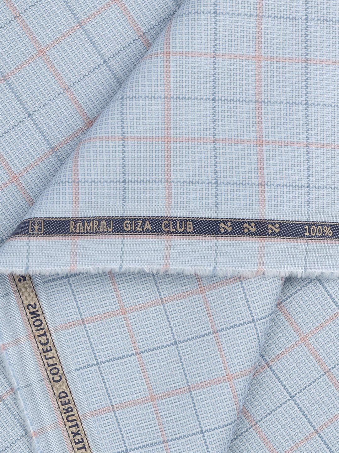 100% Giza Cotton Self Design Blue Shirt Fabric Casino Grand