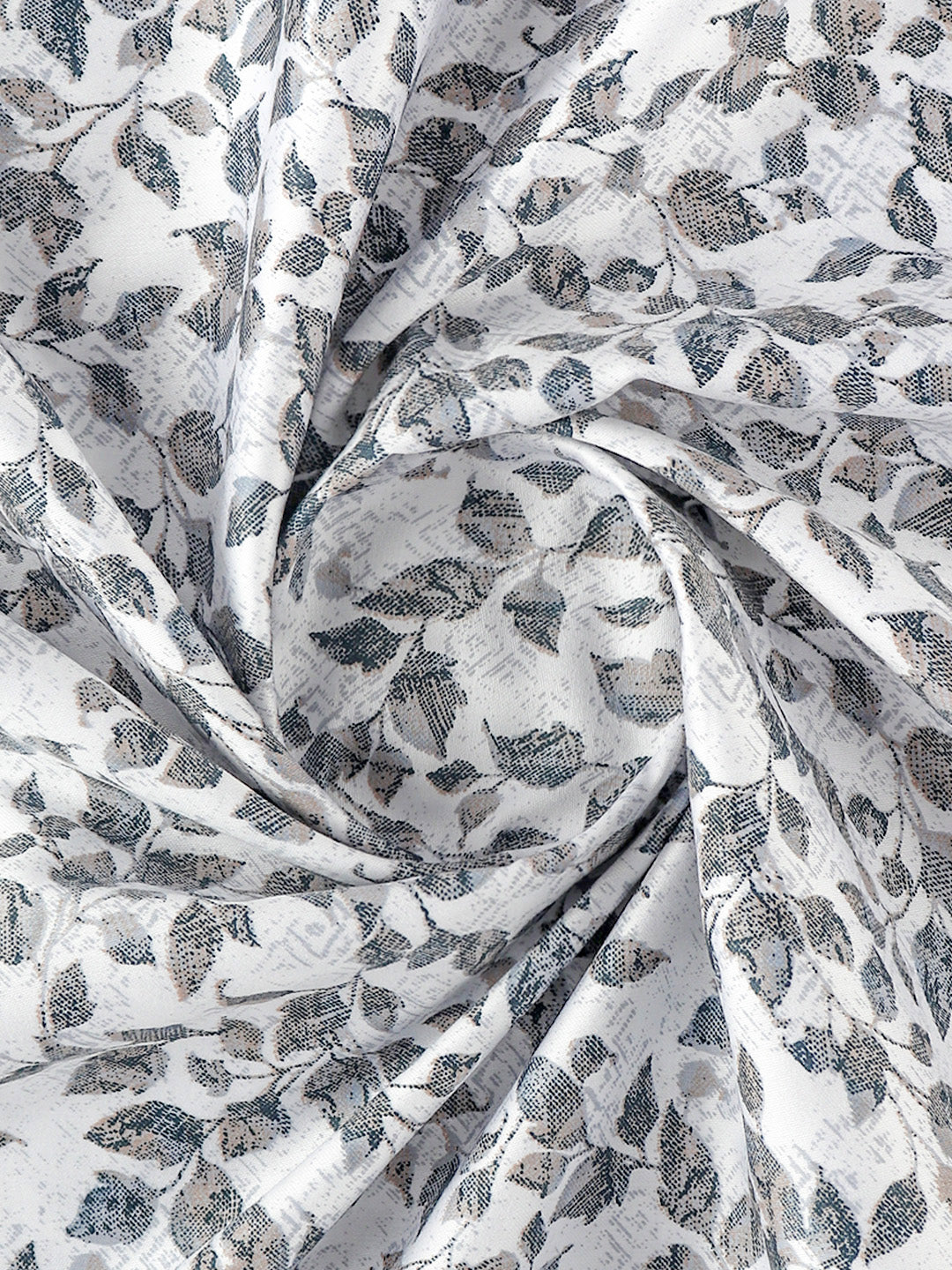 Men Cotton Blend Printed Shirt Fabric White Alpha