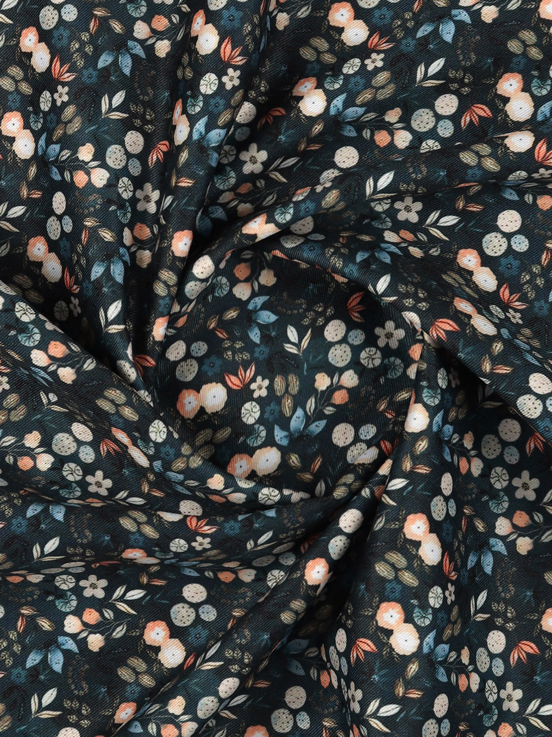 Men Cotton Rich Dark Bluish Green Printed Shirt Fabric Oslo Print