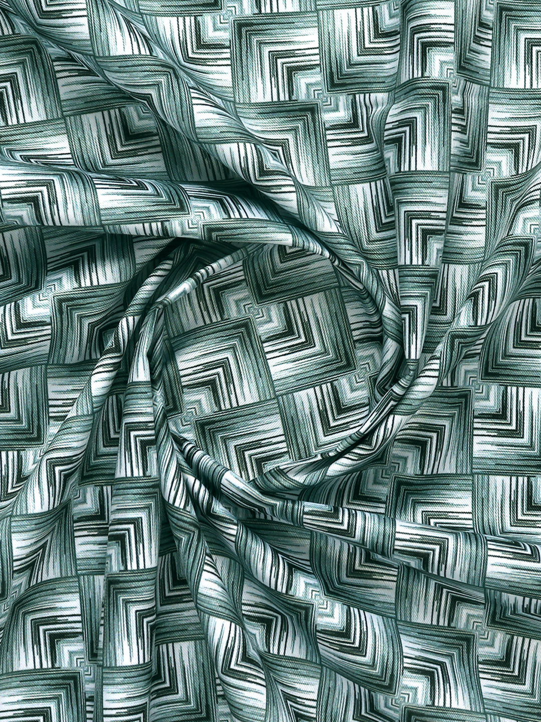 Men Cotton Rich Printed Shirt Fabric Green Oslo Print