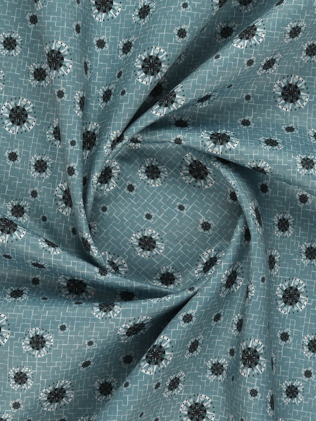 Men Cotton Rich Bluish Grey Printed Shirt Fabric Oslo Print