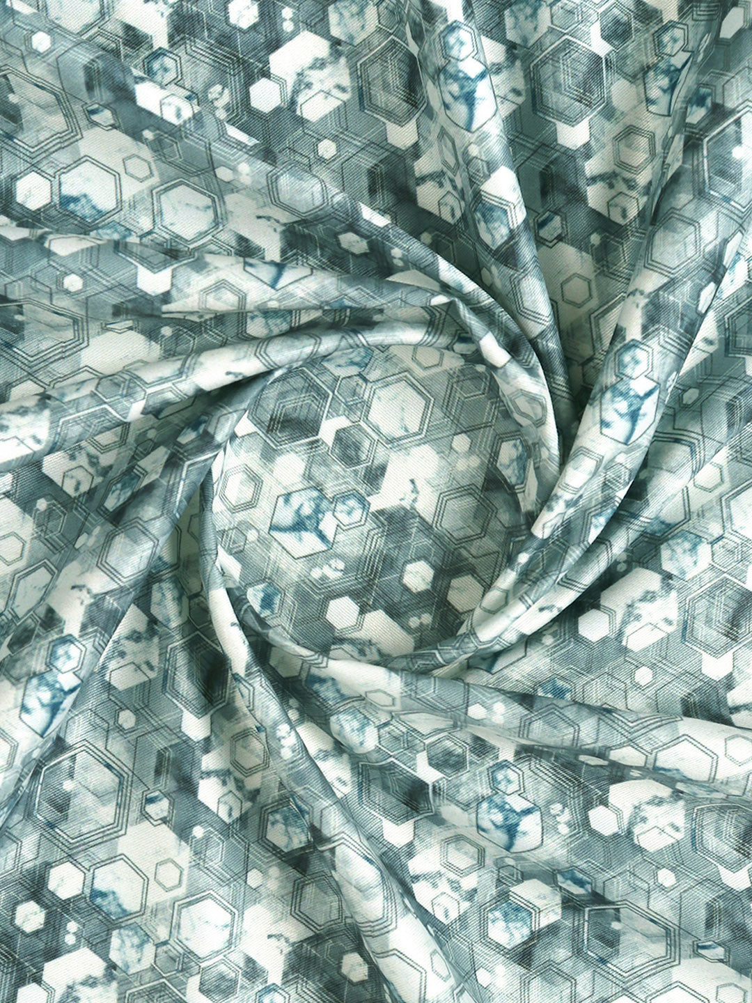 Men Cotton Rich Grey with Cream Printed Shirt Fabric Oslo Print