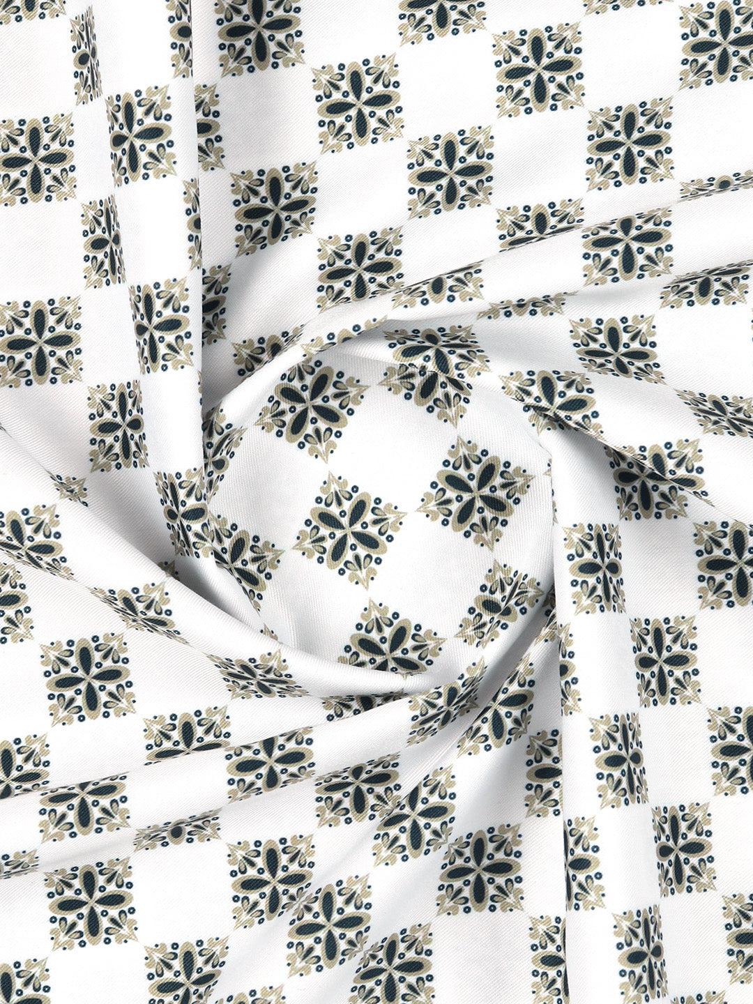 Men Cotton Rich White Printed Shirt Fabric Oslo Print