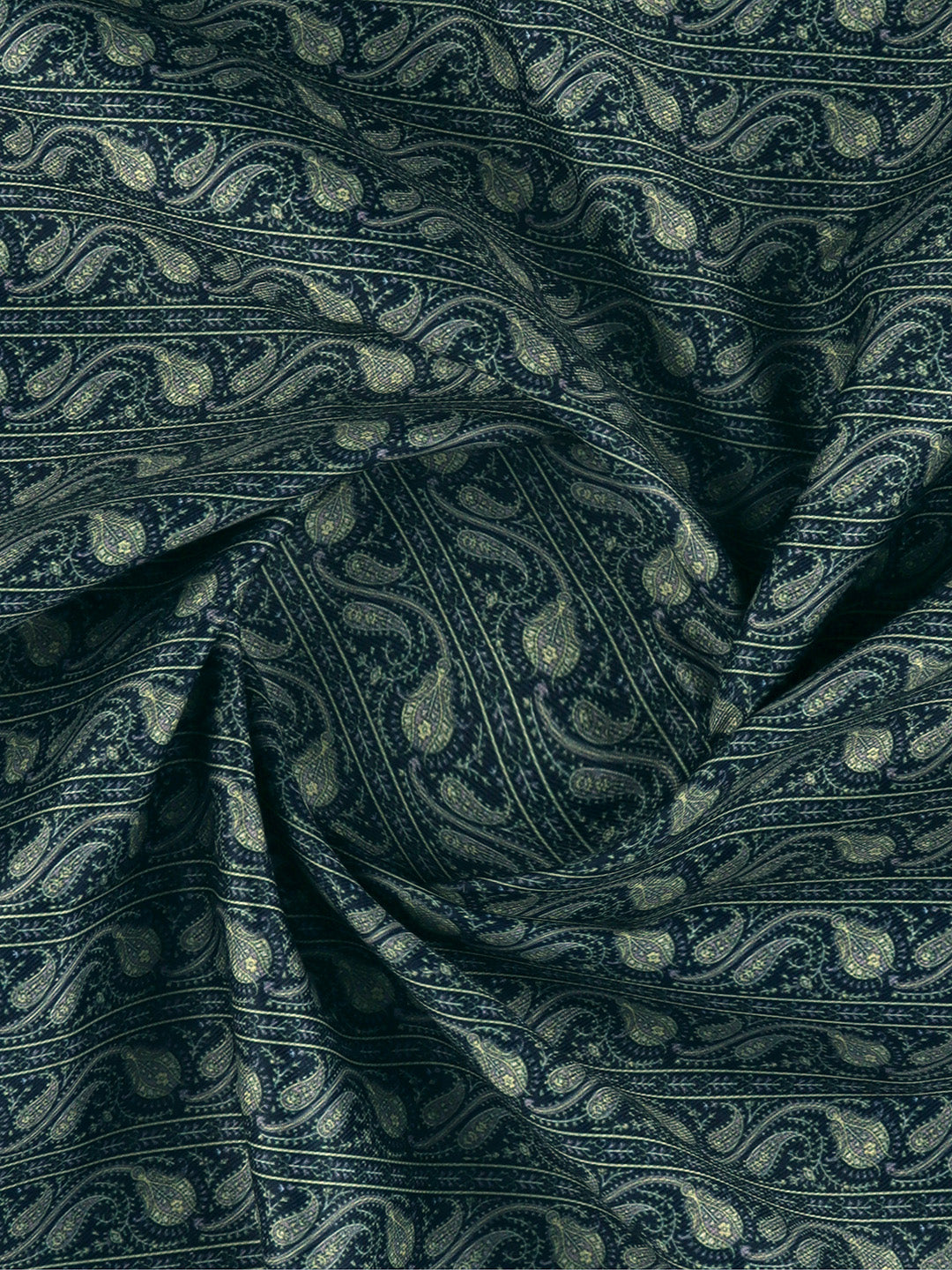 Men Cotton Rich Printed Shirt Fabric Blue with Yellow Oslo Print