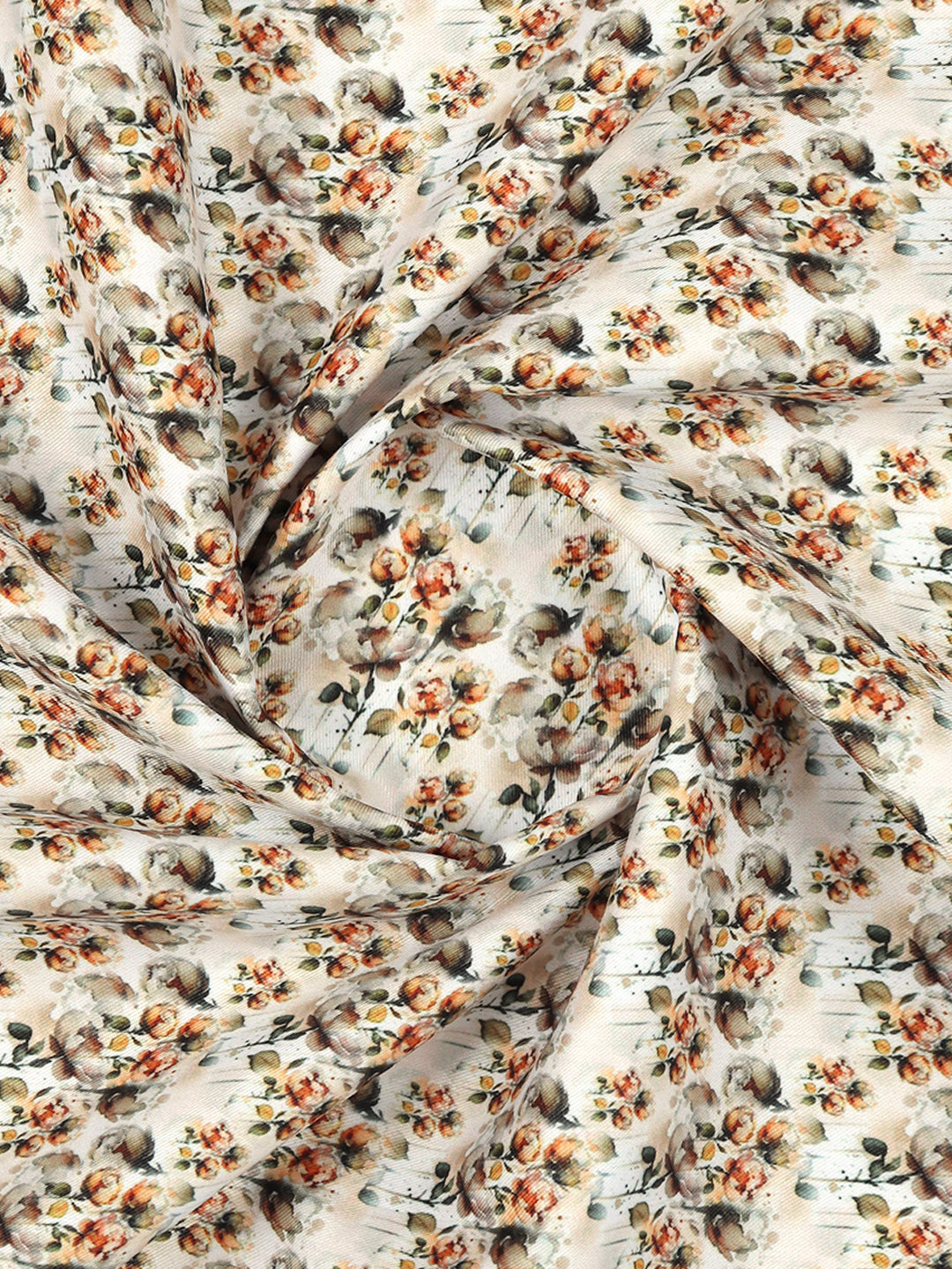 Men Cotton Rich Light Orange Printed Shirt Fabric Oslo Print