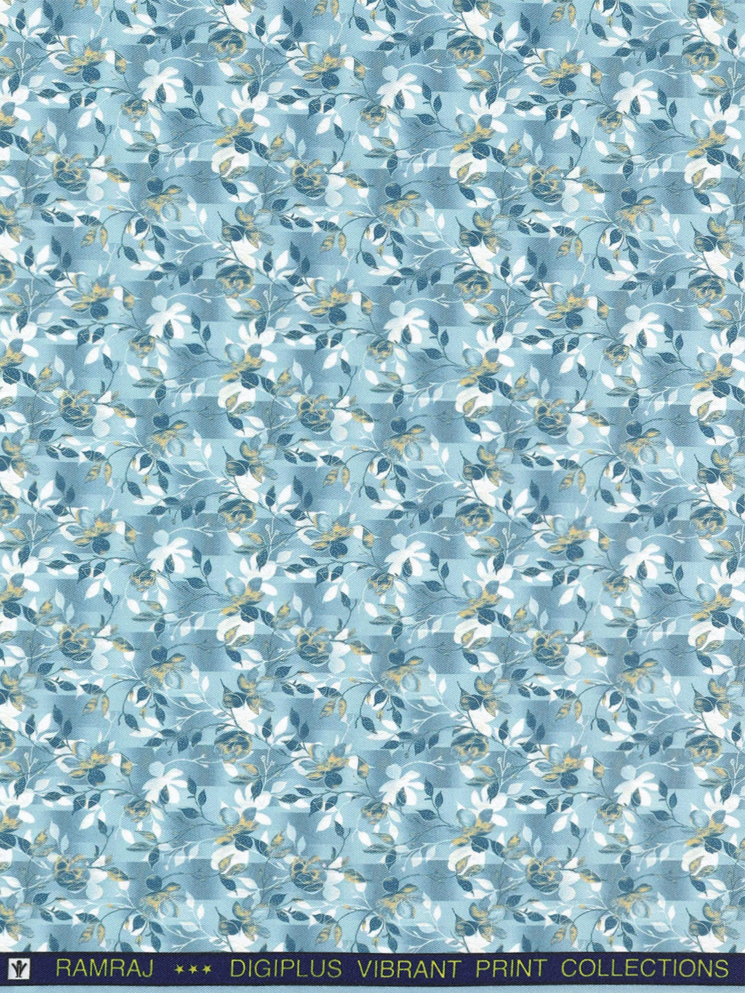 Men Cotton Rich Light Blue Printed Shirt Fabric Oslo Print