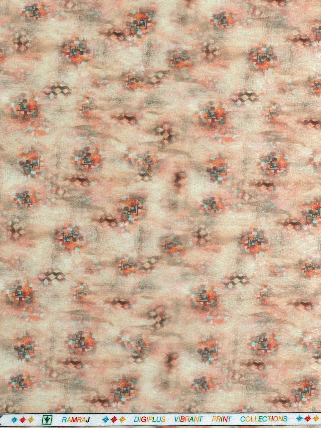 Men Cotton Rich Printed Shirt Fabric Orange Oslo Print