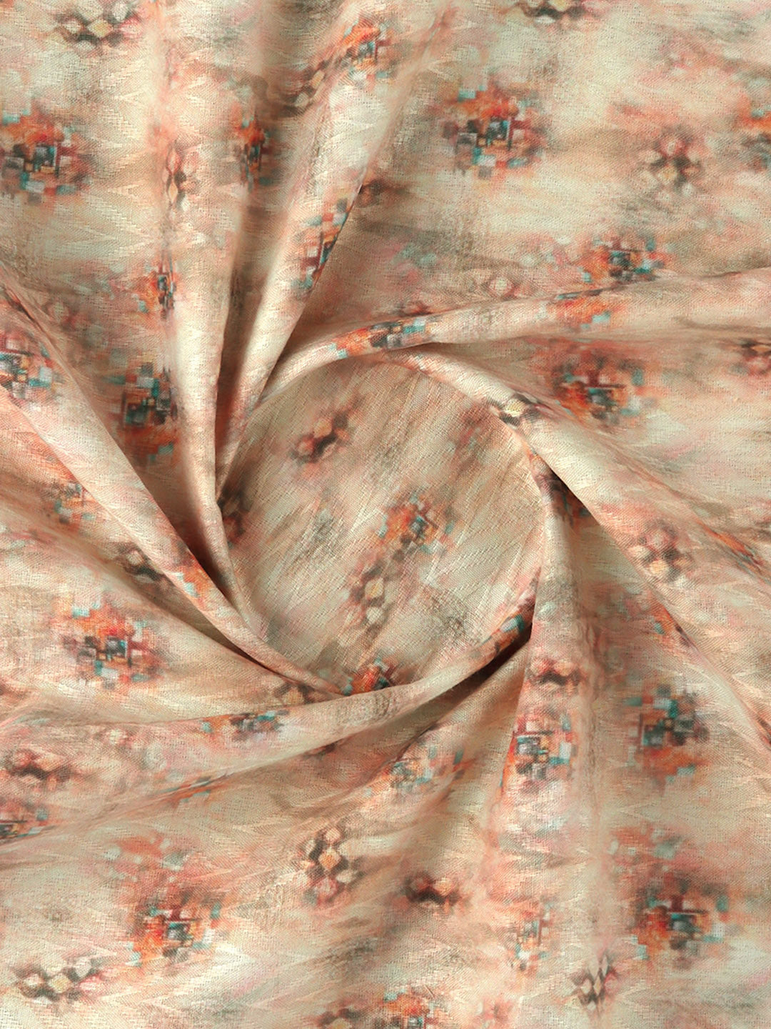 Men Cotton Rich Printed Shirt Fabric Orange Oslo Print