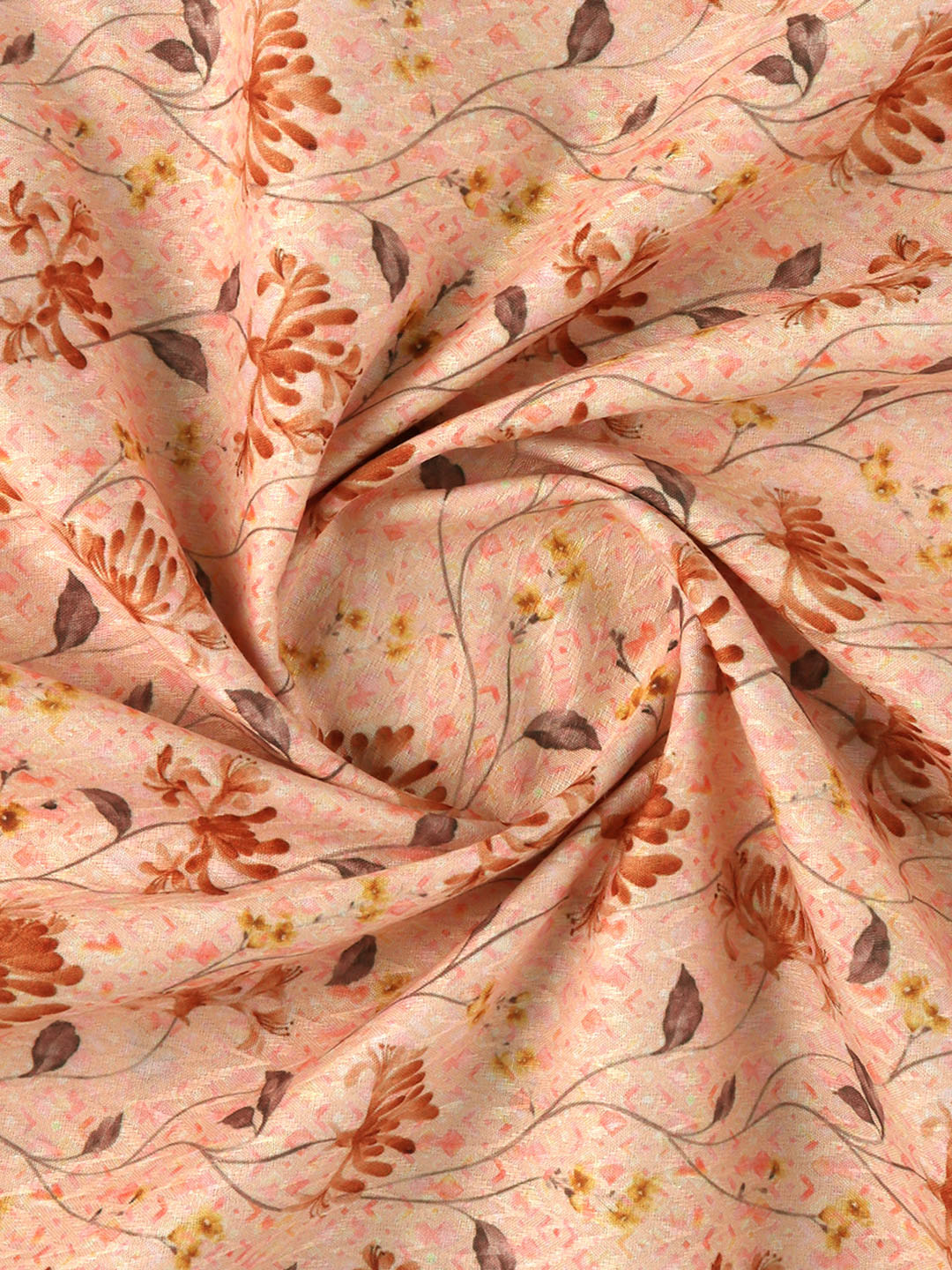 Men Cotton Rich Orange Printed Shirt Fabric Oslo Print