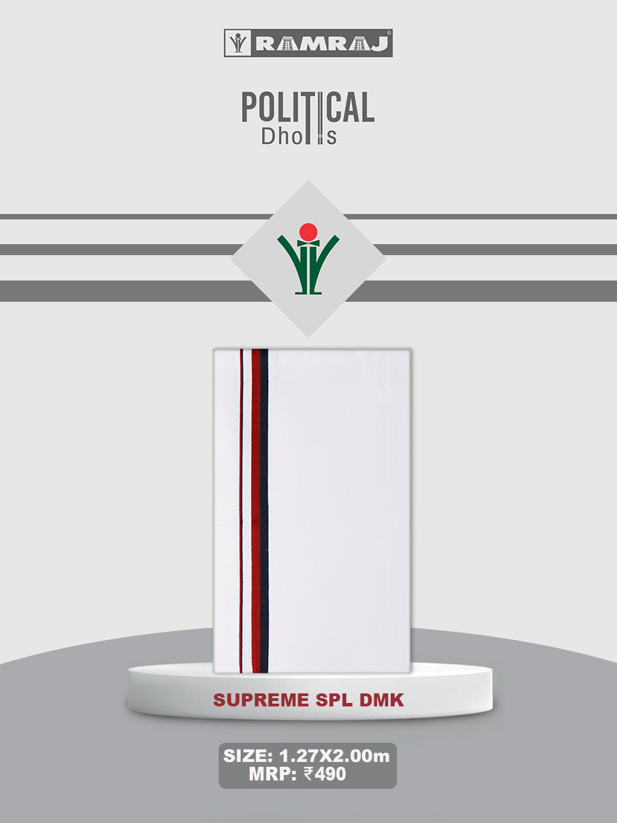 Men Cotton Blend Single Layer Political Dhoti Supreme Spl DMK