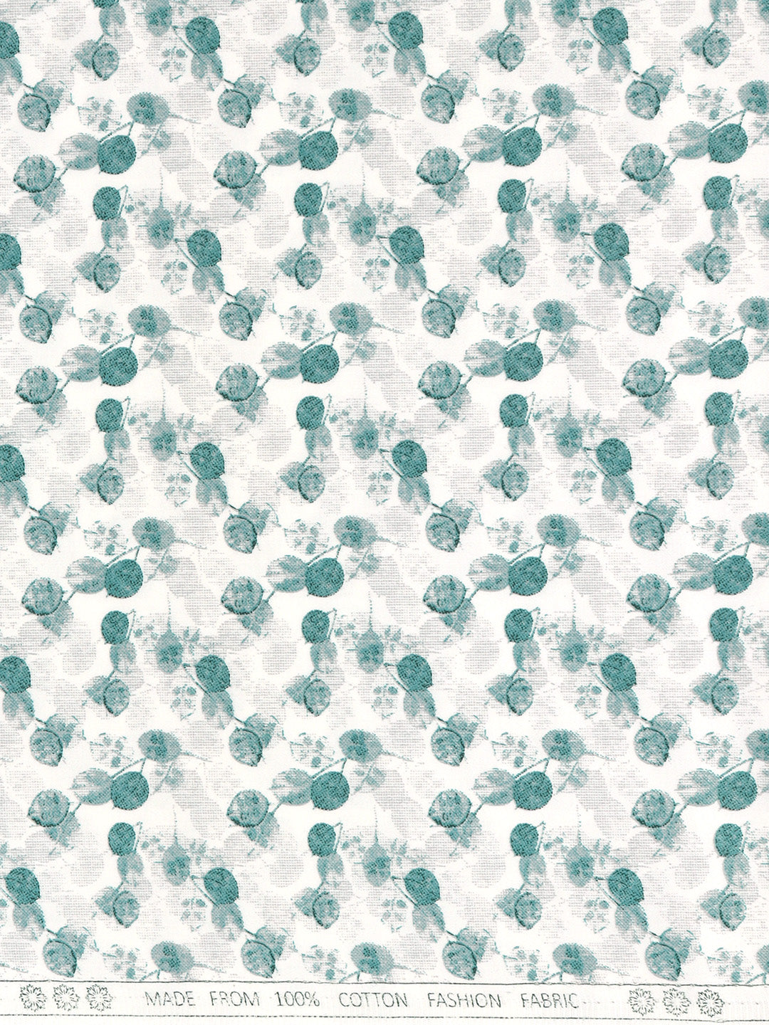 Men Cotton Rich White with Blue Printed Shirt Fabric Oslo Print