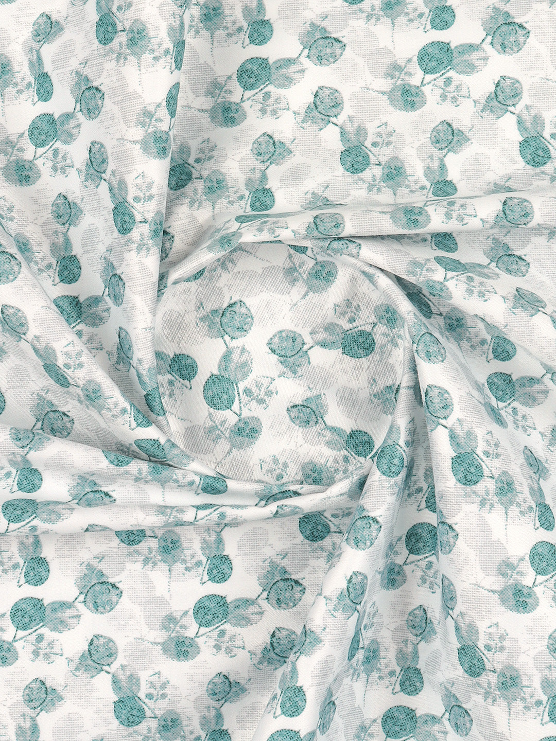 Men Cotton Rich White with Blue Printed Shirt Fabric Oslo Print