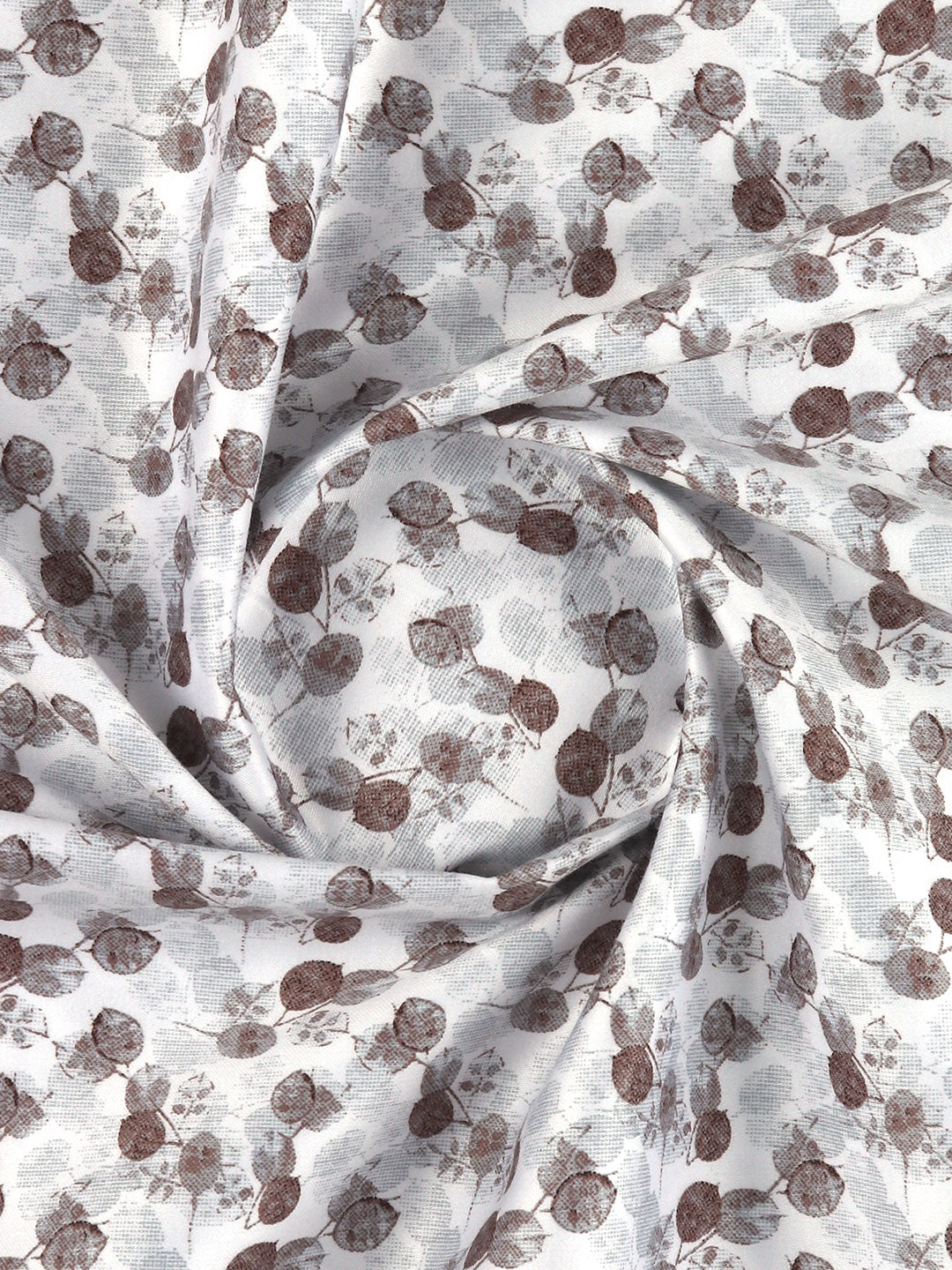 Men 100% Cotton White with Grey Printed Shirt Fabric Oslo Print