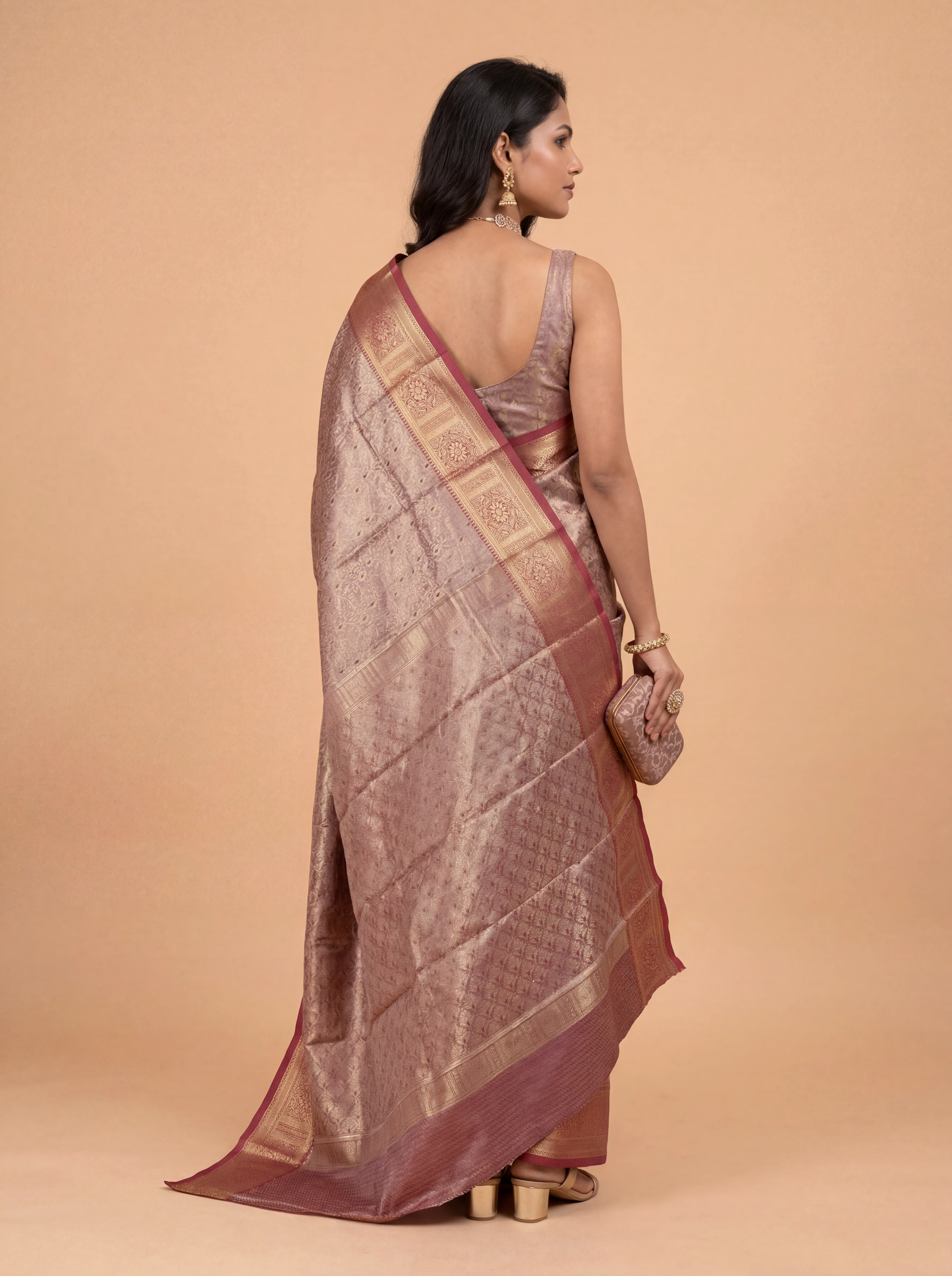 Women Art Silk Maroon with Gold Saree ASS139